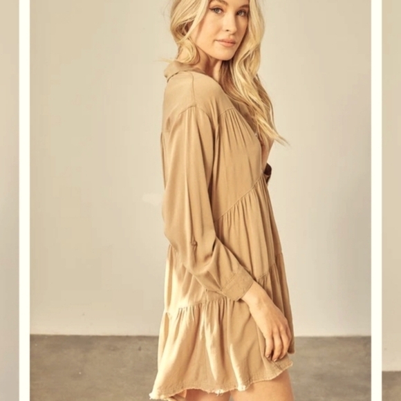 NWT MUSTARD SEED TIERED MINI SHIRT DRESS SIZE LARGE - Picture 3 of 12